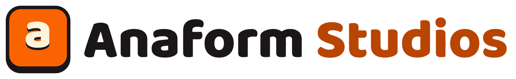 Koyu mürekkep renginde Anaform Studios yazı logosu